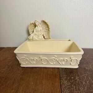 Angelstar Angel Desk Event Decorative Organizer Dish Cream‎ Resin with Glitter